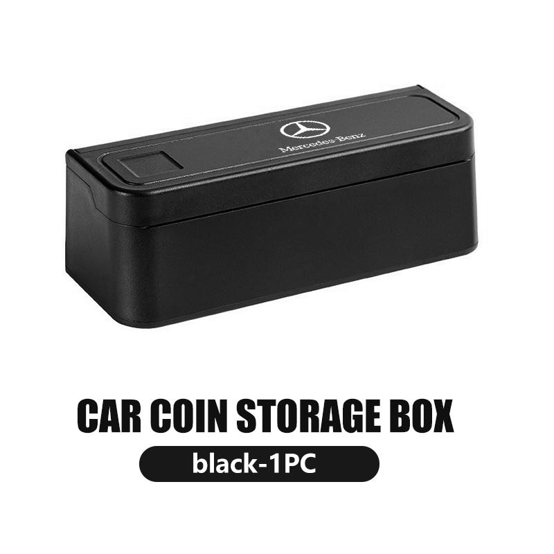 AABII1 For Benz Car Styling Coin Storage Box Plastic Coin Savings Box Organizer Accessories AMG Exclusive A C E R V Class CLA CLS C180