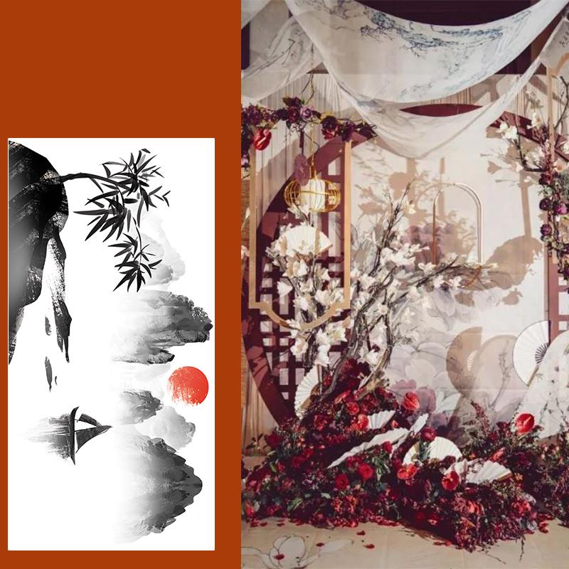 5M Chinese Style Ceiling Drapery Wedding Ceiling Drapery Curtain Panel Roof Canopy Draping Fabric Church Hotel Hall Decor