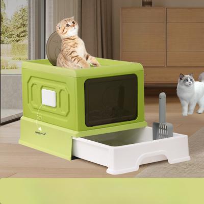 Коробка для кошачьего туалета Коробка для кошачьего туалета с защитой от брызг Легко чистящийся лоток для кошачьего туалета для средних и крупных кошек