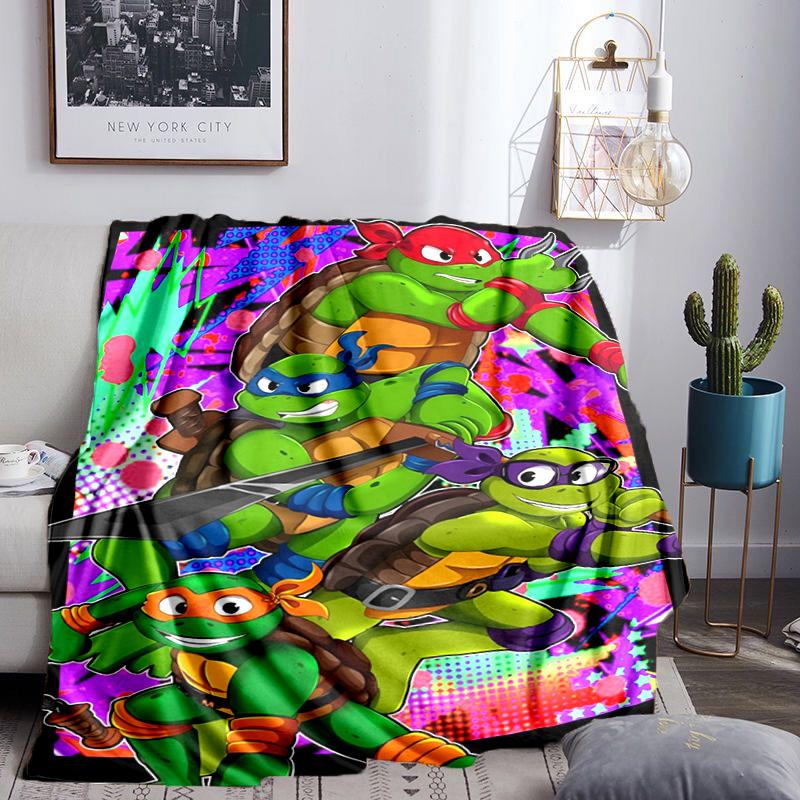 Turtle Warrior In Flames Throws Blanket Flannel Blankets Plush for Couch Bed Gifts for Men Women Travel picnic blanket Christmas fan gifts