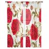 Bright Red Roses Sheer Curtains For Living Room Window Transparent Voile Tulle Curtain Bedroom Drapes Home Decor