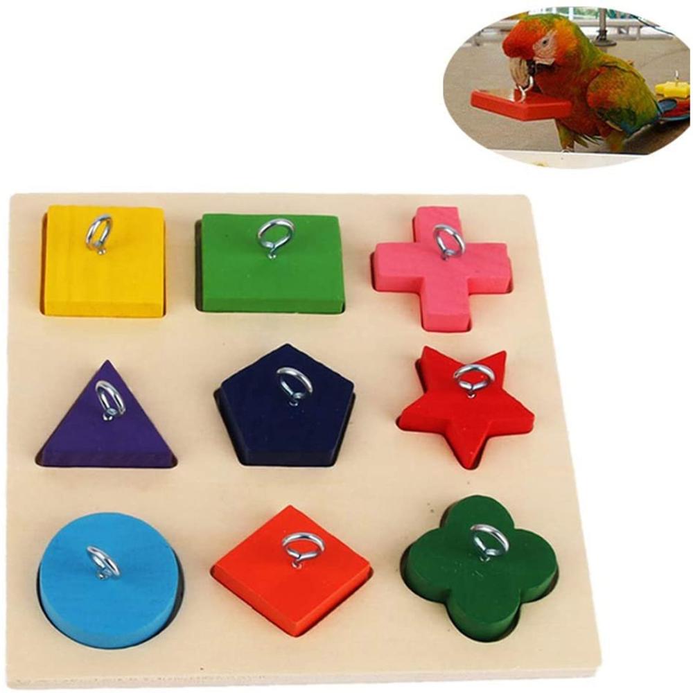 Conure Pet Interactive DIY Colorful Intelligence Educational Bird Toys Wooden Parrot Block Puzzles