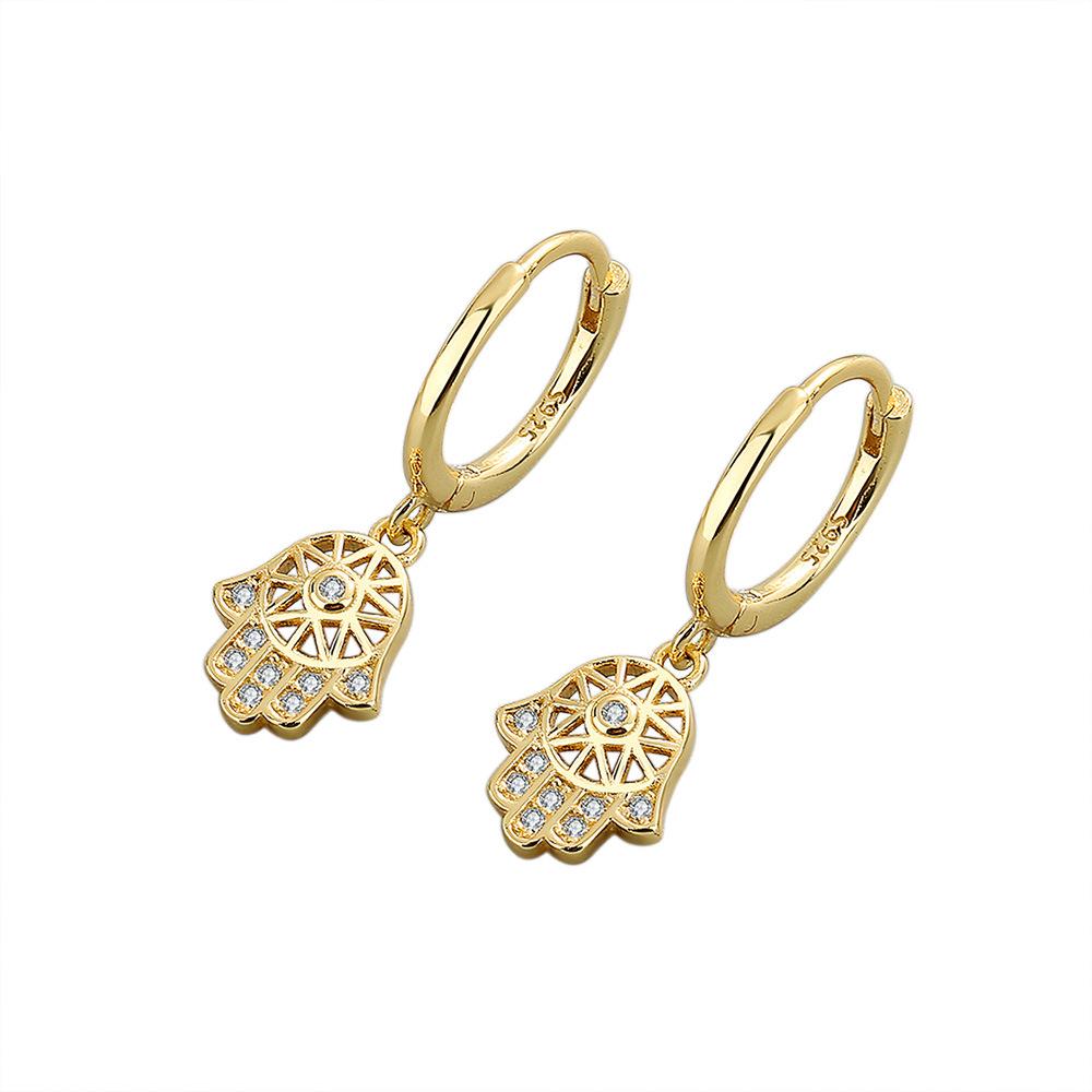 Fashionable Zircon Devil Hand Hoop Earrings For Women Versatile Ear Cuffs Stylish Jewelry