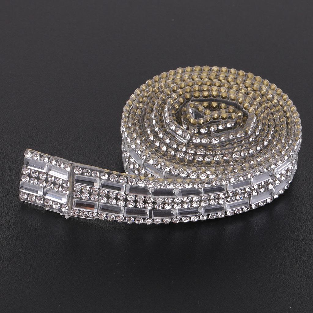 1 Yard Silver Rhinestone Ribbon Crystal Sewing Trim DIY Crafts 6 Rows 12mm