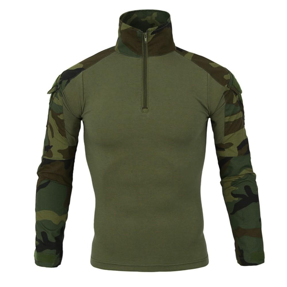 Мужская тактическая камуфляжная рубашка с длинными рукавами и мускулами, базовая однотонная блузка, футболка, топ