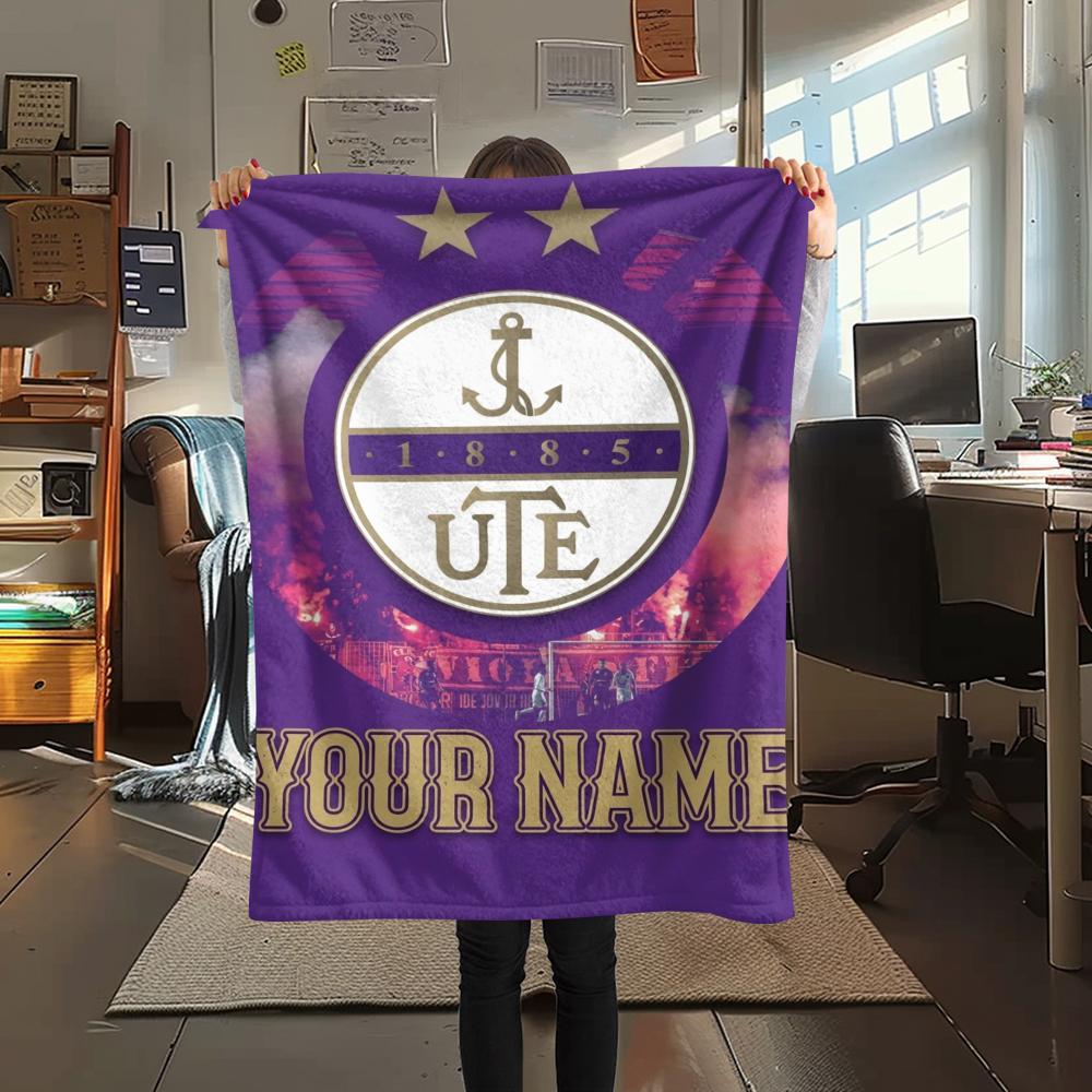 1PC Custom Name Újpest FC Patterned Flannel Blanket Suitable For All Seasons for Home Decor Warmth and Comfort Gifts Holiday Present