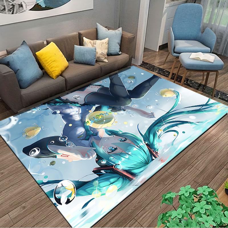 Anime Girl Underwater Art suitable as a non-slip mat for the living room or bedroom sofa