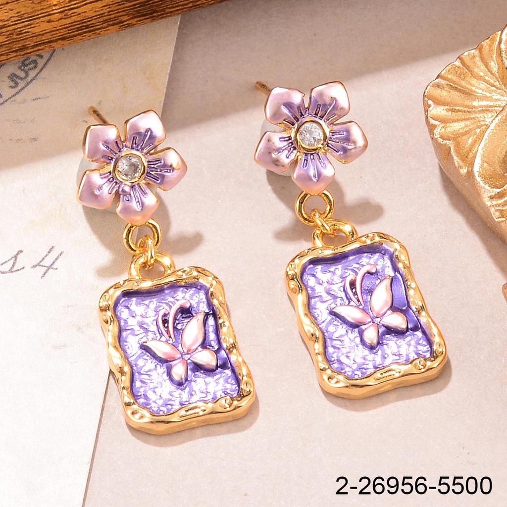 Серьги-бабочки из бирюзового жемчуга: Серия градиентной масляной живописи с кисточками для женщин