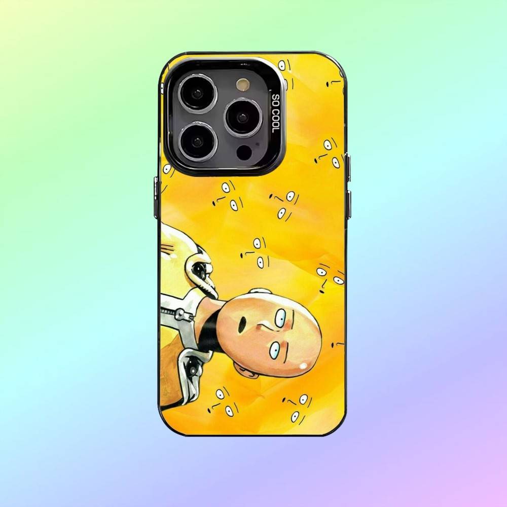 One P-Punch Man S-Saitama Phone Case For iPhone17,16,15,14,13,12,11 Plus,Pro Max Colored silver phone case