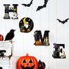Fireplace Hanging Ornaments Halloween HOME Letter Wall Ornament, Wooden Festive Decor with Ghost Skull Cute Black Cat Sign Pumpkin Bat Elements