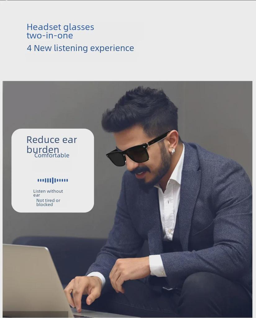 E13 Bluetooth Smart Glasses: Anti-Blue Light, Polarized, Semi-Open Sunglasses with Interchangeable Lenses for Calls & Music