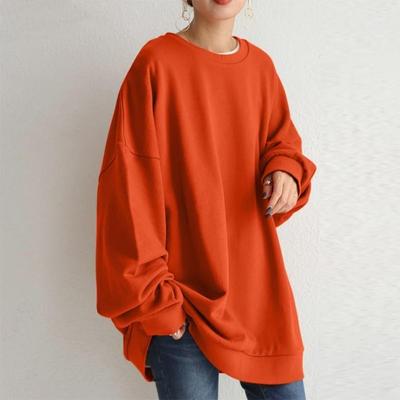 Женская толстовка оверсайз, повседневная блузка с круглым вырезом и длинными рукавами, весенний пуловер, топы