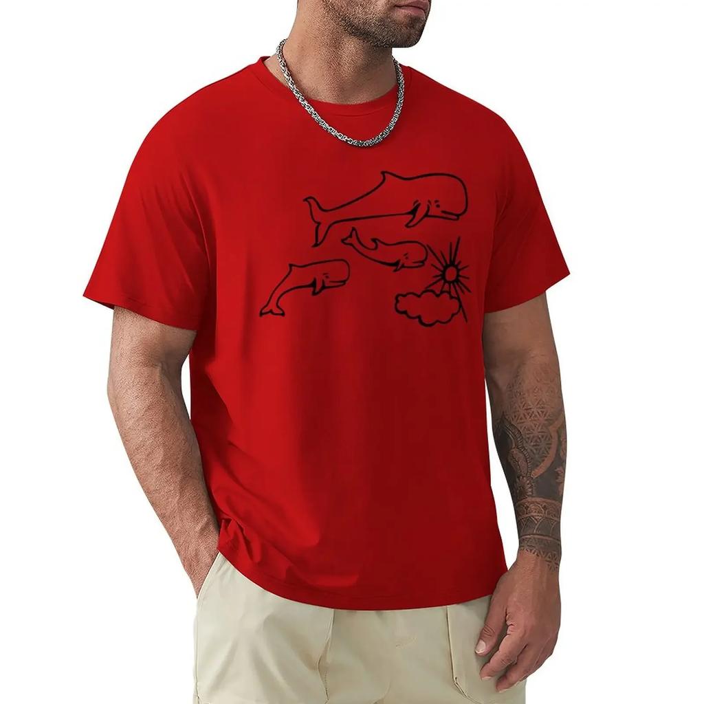 Whale and Sun Tattoo by Robe De Extremoduro T-shirt Retro Clothing Modest Custom Design Their Own Clothing Heavyweight Men