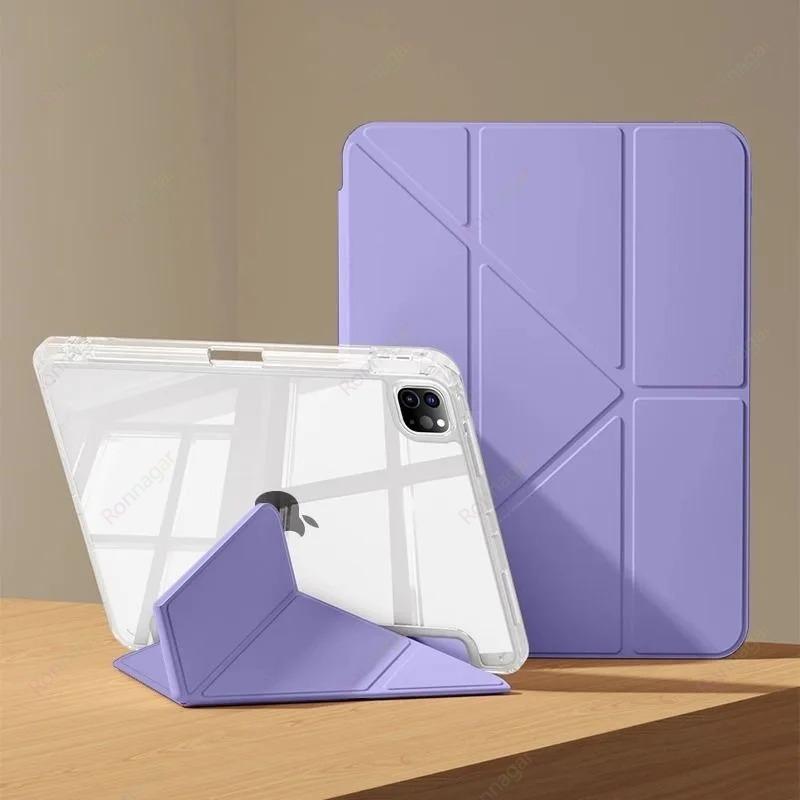 Чехол-книжка Y-типа для iPad Air 11 13 дюймов M3 M2 / Pro 11 13'' M5 M4 A16 11-го Air 4 5 10-го 9-го 10.2 10.5 10.9 Прозрачная задняя крышка