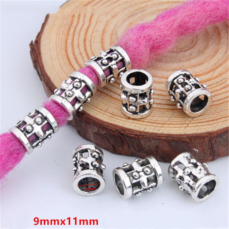 5pcs/bag Silver Metal Hair Rings Braid Dreadlocks Bead Hair Cuffs Dread Tube Charm Dreadlock for DIY Hair Accessaries