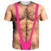 Men's Funny Hairy Chest Graphic T-shirts Fake Muscle Abs 3D Print Short Sleeve T-shirts Spring Summer Cosplay Costume Tops