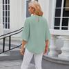 Solid Color Round Neck Five Quarter Sleeve Short Sleeved Loose Chiffon Top for Women Tops