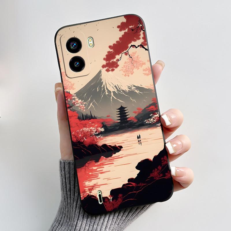 Jelly Black Phone Case For Tecno Pop 6 BE7 Bumper Soft Silicone Case Ins Style Dreamy Flower Floral Pattern Shockproof Cover