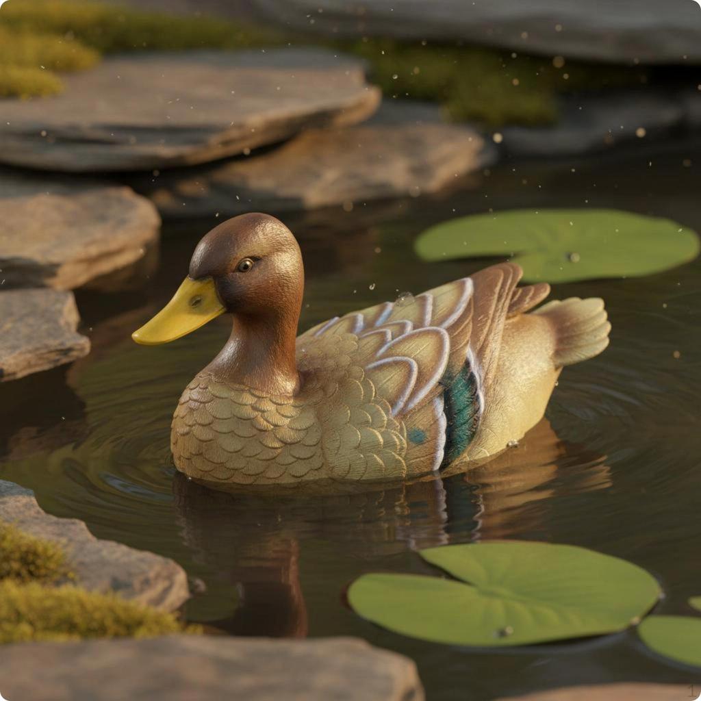 2 шт. Плавучее украшение-утка Реалистичный поплавок для пруда Яркий внешний вид для сада, двора Зеленый
