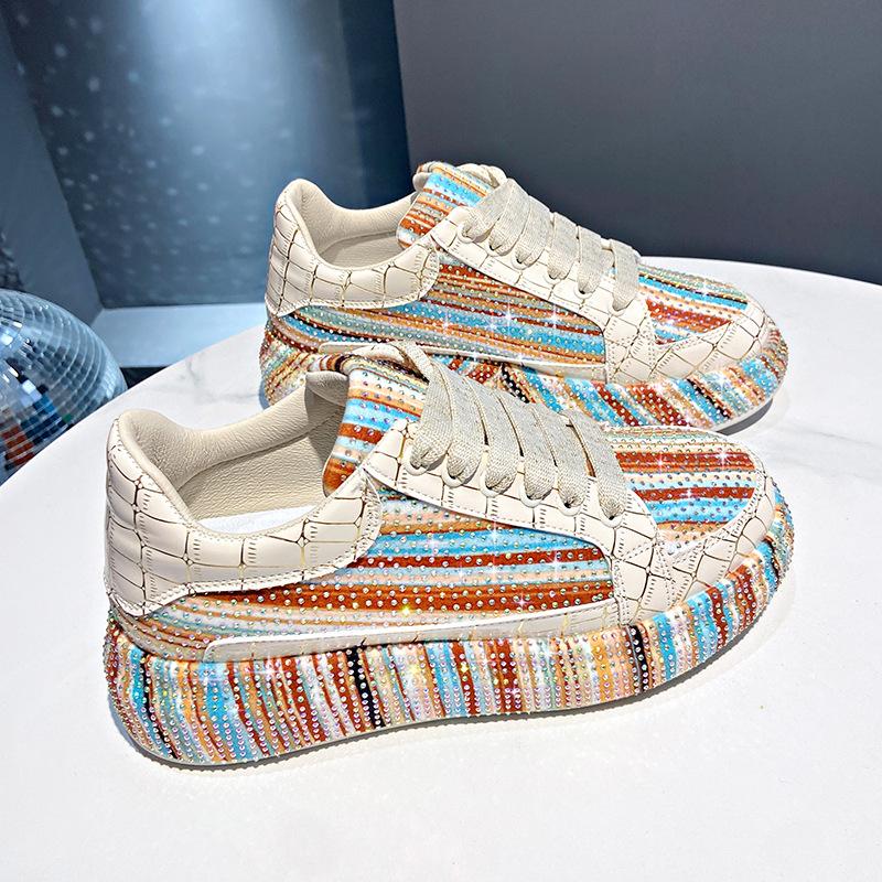 Красочные туфли для спорта со стразами «Звездное небо» для женщин, на толстой подошве, сетчатые, удобные, дышащие