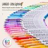 LANGUO 60/24 Цвета Молния Прямые Жидкие Акриловые Маркеры Мягкий Наконечник Подарочная Коробка Умный Контроль Чернил Школьные Принадлежности для Рисования Канцелярские Товары