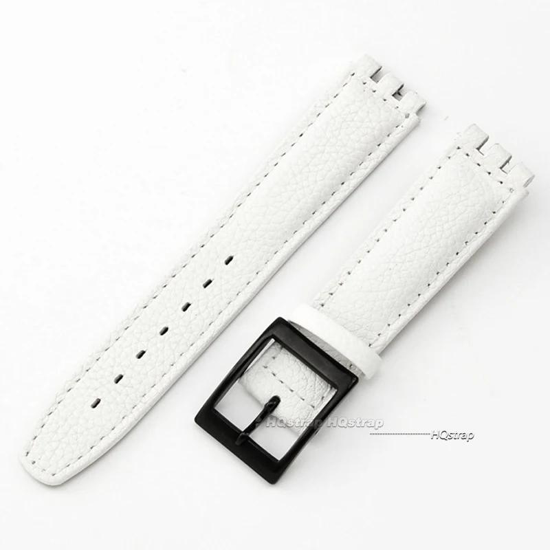 Ремешок для часов Swatch 17 мм из натуральной коровьей кожи Браслет Мужской Женский Водонепроницаемый Спортивный Запасной Ремешок Аксессуары