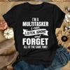 I'm A Multitasker Print T-shirt with Funny Saying Men and Women's Fashion Graphic Tee Black T Shirt Summer Short Sleeve Shirts