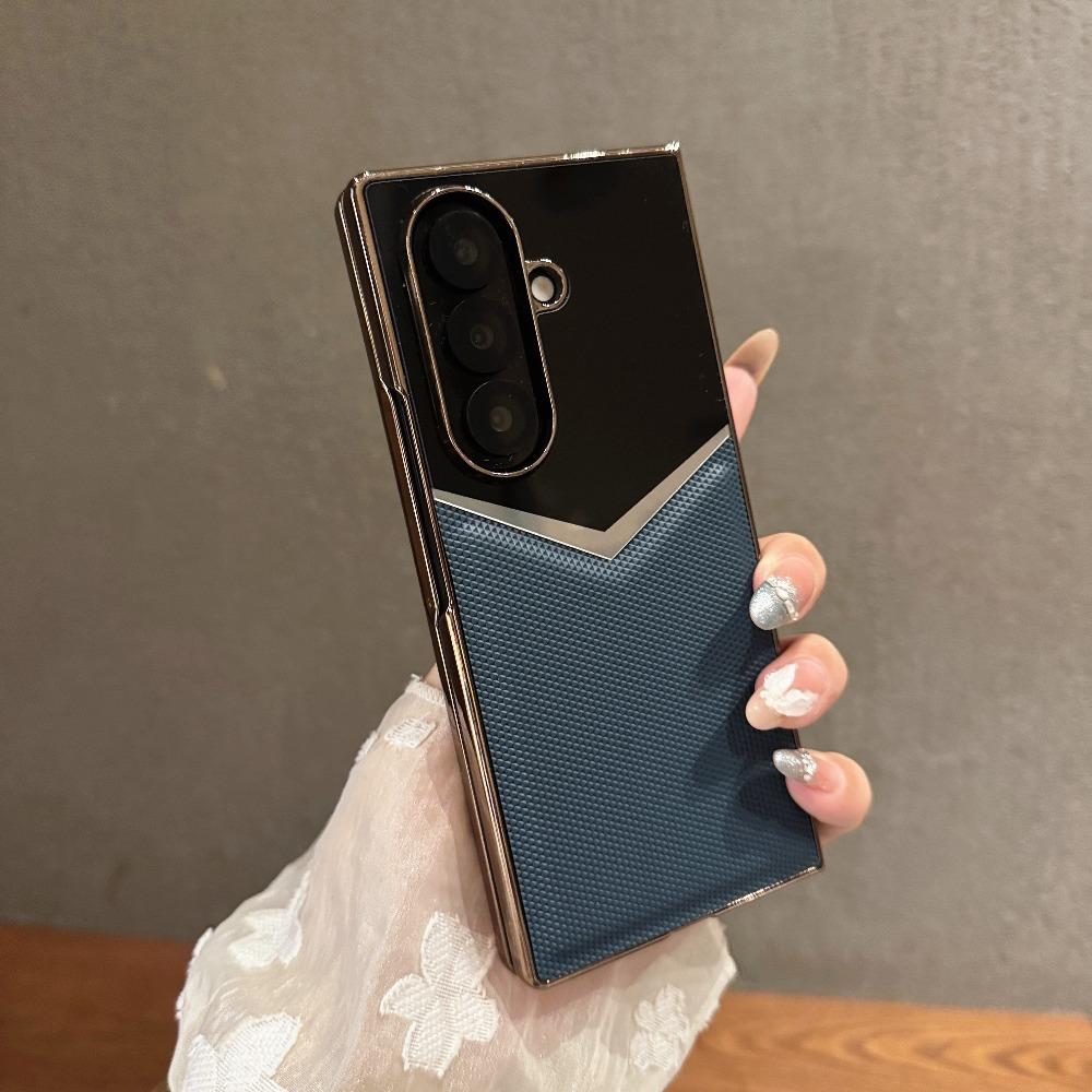 Гальванизированный кожаный чехол для телефона Samsung Galaxy Z Fold 6 5 4 3 Fold7, роскошная противоударная крышка со встроенной защитой экрана
