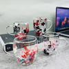 250/350 мл Двойная стенка Кофейная кружка с ручками Прозрачные молочные стаканы Подарки Стеклянная чашка Наполните искусственными цветами Чайная чашка