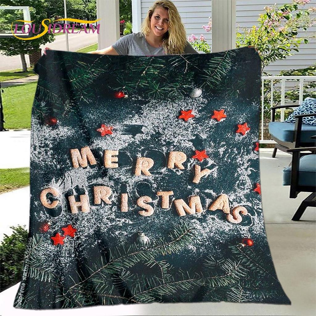 Одеяло с рисунком из мультфильма «С Рождеством и Новым годом», фланелевое одеяло, мягкое теплое одеяло для гостиной, спальни, кровати, дивана, подарок