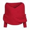 Knitted Scarf with Sleeves Off Shoulder Solid Color Sexy Sweater Wrap Shawl Scarf