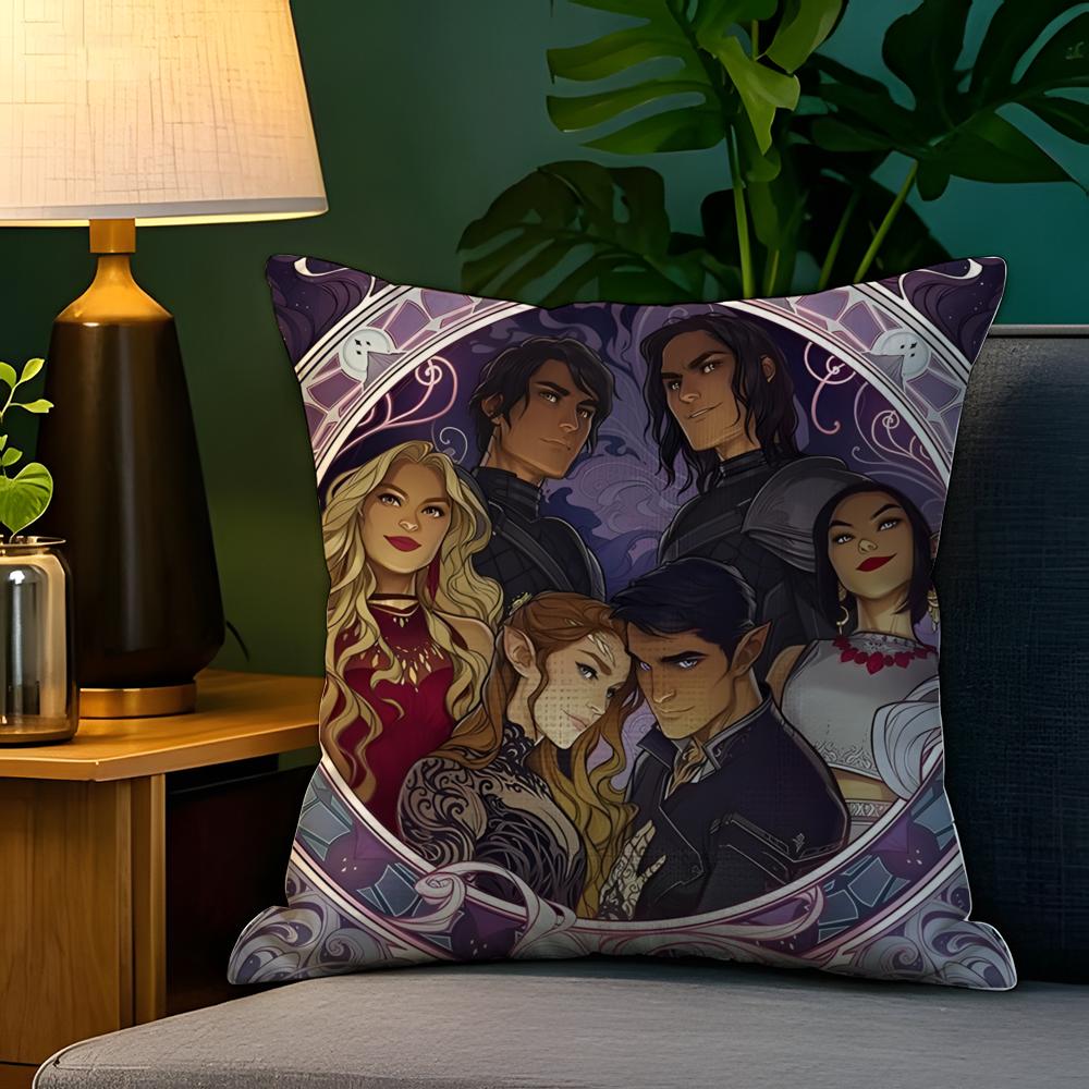 Fantasy Novel AA Court of Thorns and Roses Pillow Case Natural Linen Pillow Case DoubleSided Decor Sofa Pillowcase Home Decor
