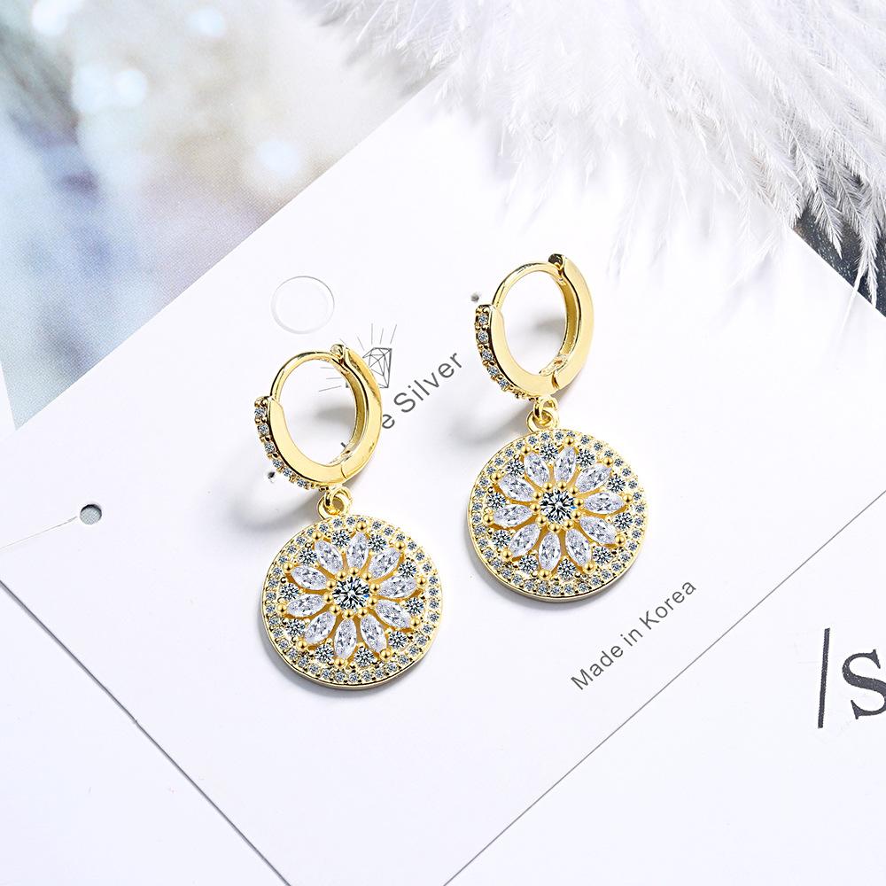Exquisite 925 Sterling Silver Round Hollow-out Dream Catcher Zircon Earrings for Women Tassel Wedding Jewelry Gift Brincos