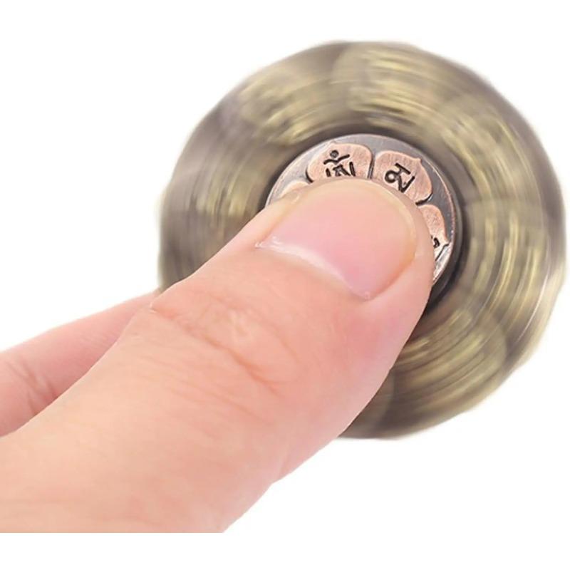 Буддийский Лотос Медитация Спиннер, Инструмент для Снятия Стресса, Отделка под Античную Медь с Благоприятными Символами