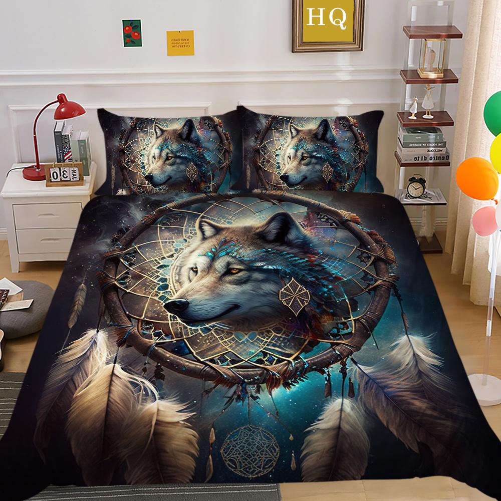 Одеяло с принтом волка, комплект постельного белья из микрофибры королевского размера, чехол для мальчиков-подростков, высококачественный домашний текстиль