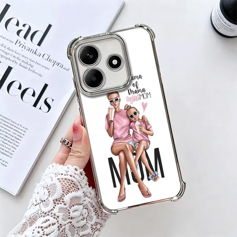Чехол для телефона с покрытием 'Мама и Девочки' для Xiaomi Redmi Note 14 15 Pro Plus 13 12 11 11S 11T 10 9S 9 5G, противоударный с подушкой безопасности