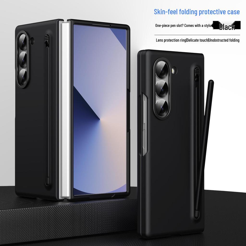 Чехол для Samsung Z Fold7/6: Совместимость с трансграничным использованием, Складной экран, Однотонный, Дизайн с ощущением кожи и держателем для стилуса