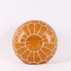 Moroccan PU Leather Pouf Embroider Craft Ottoman Home Modern Footstool Round 55*35cm Artificial Leather Unstuffed Cushion