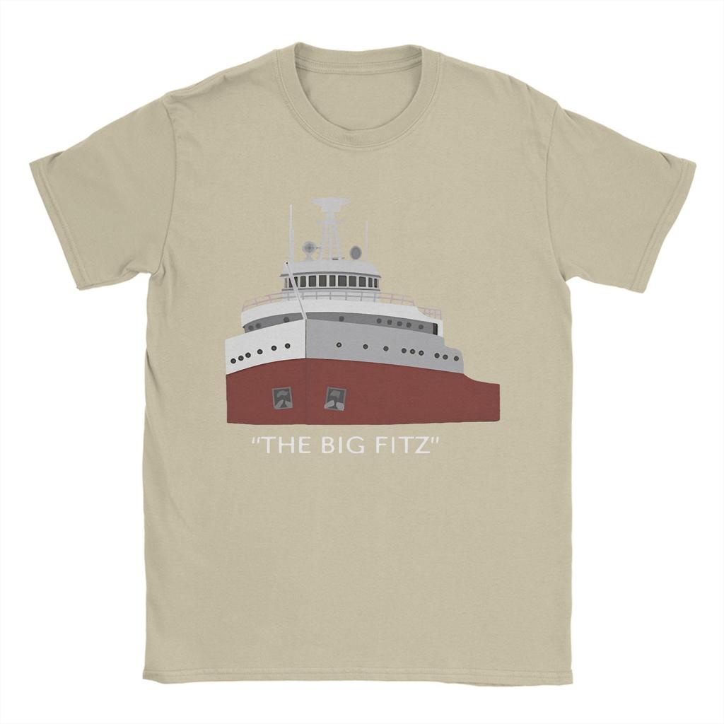 Men T-Shirt Edmund Fitzgerald Novelty Pure Cotton Tee Shirt Short Sleeve Great Ship T Shirts Round Neck Tops Adult