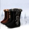 Winter Women Boots Casual Warm Fur Mid-Calf Boots Shoes Women Slip-On Round Toe Wedges Snow Boots Shoes Muje Plus Size