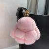 10Cm Mini Fluffy Real Pompon Bunny Keychain Women Girls Cute Plush Rabbit Gift