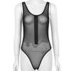 Women's One Piece Monokini Swimsuits See Through Mesh Romper Romper Front Zip Bodysuit