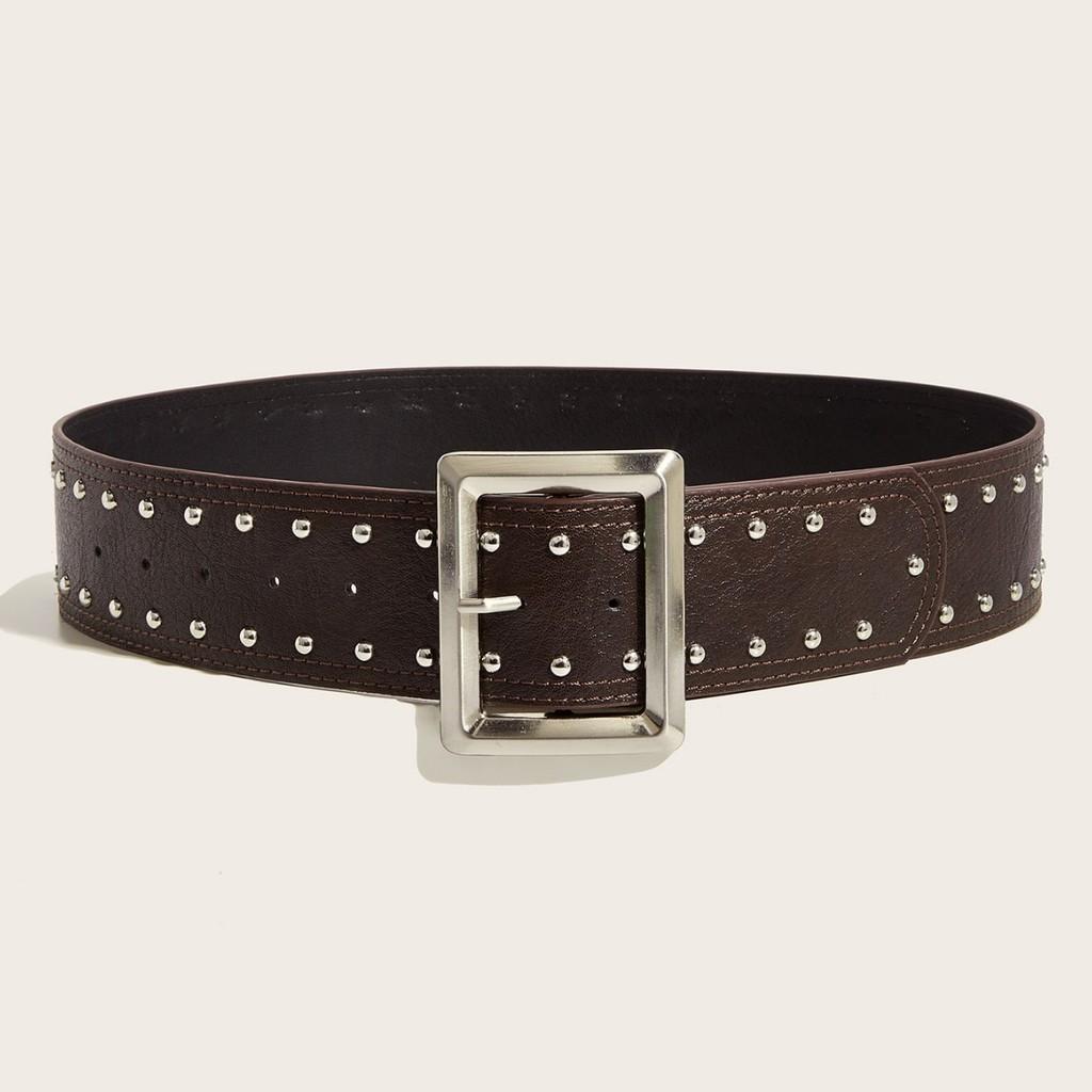 Leather Punkinspired Belt Decorative Nail Motifs Snap Closure Trendsetter Looks