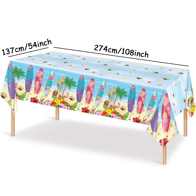 1 шт. Гавайская скатерть одноразовая с рисунком цветов и травы фламинго, летняя пляжная, для украшения празднования дня рождения, товары для вечеринки