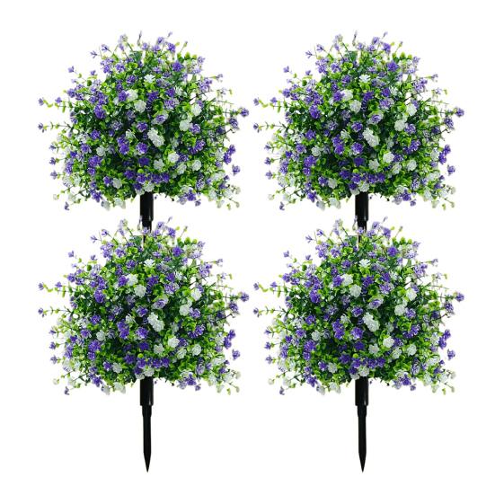 Artificial Potted Tree with Ground Stakes, UV Resistant Outdoor Faux Camellia Topiary Plants, Lifelike Fake Camellia Shrubs Bushes for Front
