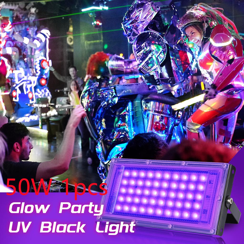 UV Black Light 50W 100W 150W Outdoor LED Flood Light Black Light LED Spotlight 395nm Lamp for Disco Glow Party Stage Light