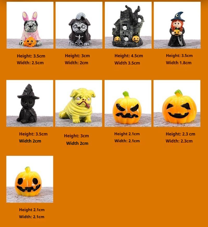 Y New Halloween Small Ornaments Resin Mini Pumpkin Ghost Magic Dog House Micro Landscape DIY Accessories Halloween House Decor