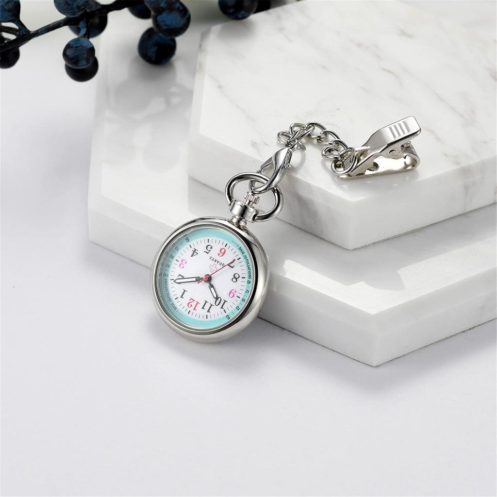 Lancardo Watch Nurse Short Chain Watch Analog Pocket Watch Clip Amazon Keychain Watch Waterproof Nurse Watch Pulse Measurement Scale Pocket Watch