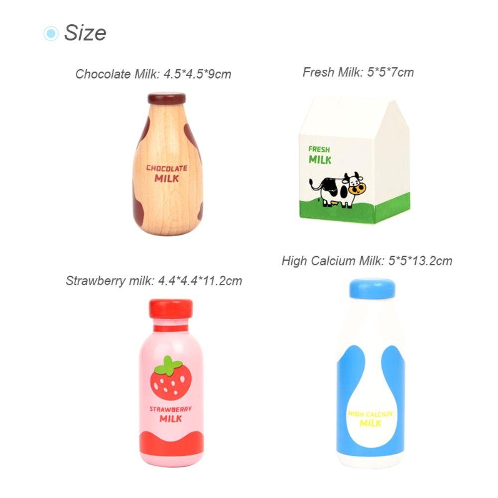 Pretend Play Drink Bottle Toy Imitation Game Wooden Milk Drink Kitchen Food Toys Children Gift