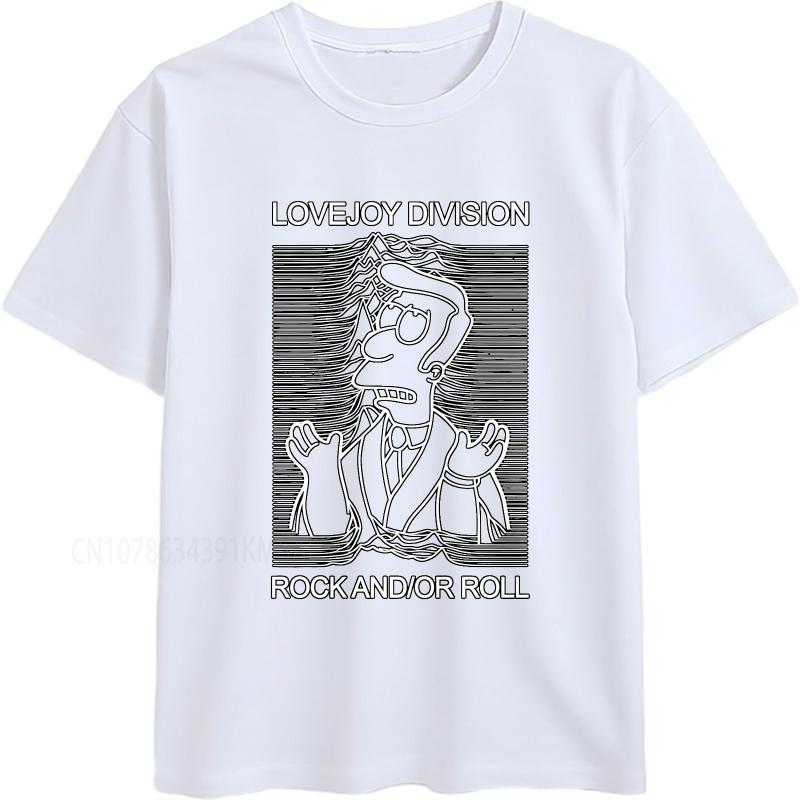 Черная летняя мужская футболка Lovejoy Division Рок-н-ролл Короткий рукав С принтом Круглый вырез Футболка летняя хлопковая мужская футболка